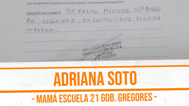 Adriana Soto mamá de la escuela Nº 21 de Gobernador Gregores.